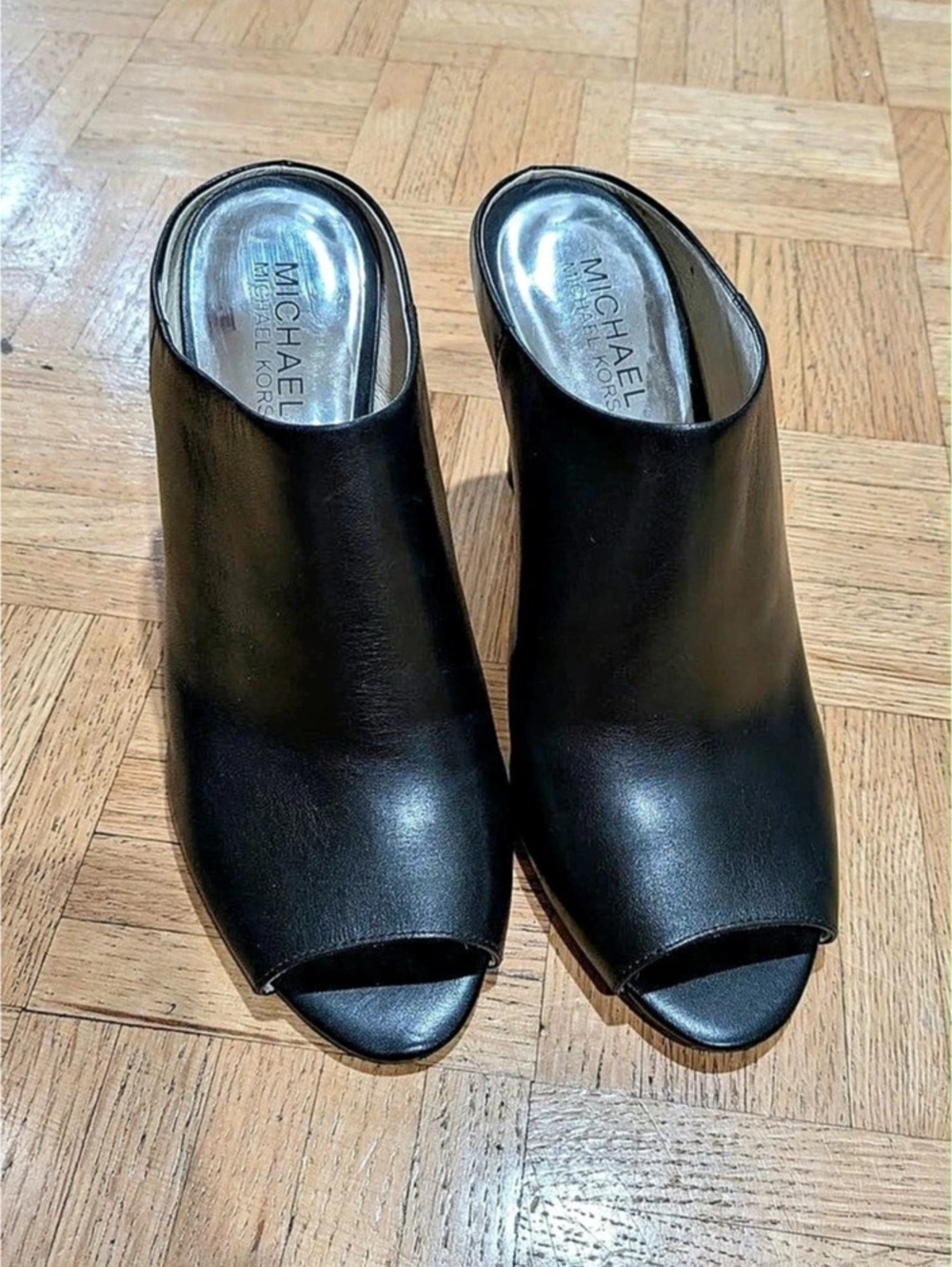 Michael Kors Black Open Toe Heeled Mules US 7.5